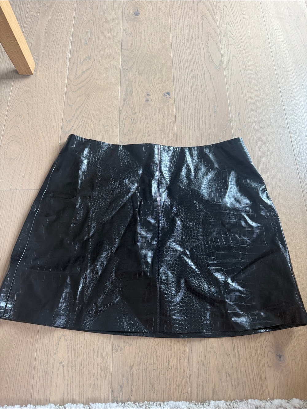 Mango Black Faux Croc Mini Skirt